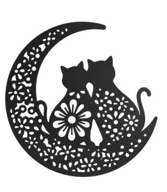 Cat & Moon 40cm dia. Wall Art
