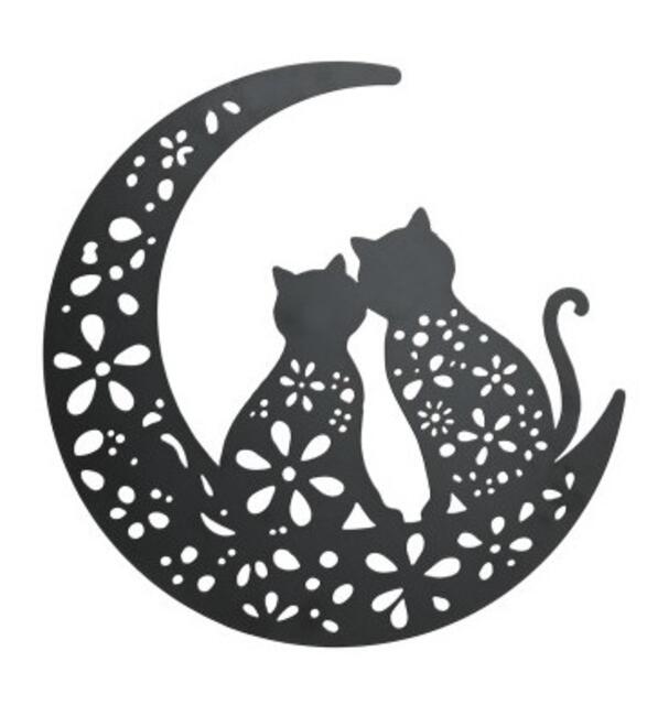 Cat & Moon 40cm dia. Wall Art