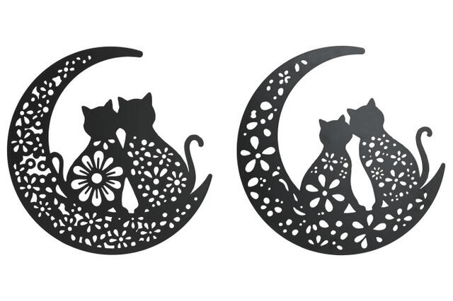 Cat & Moon 40cm dia. Wall Art