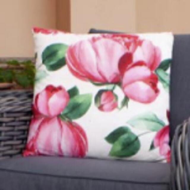 Peony Pink and Green Square Scatter Cushion