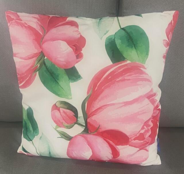 Peony Pink and Green Square Scatter Cushion Peony Pink and Green Square Scatter Cushion