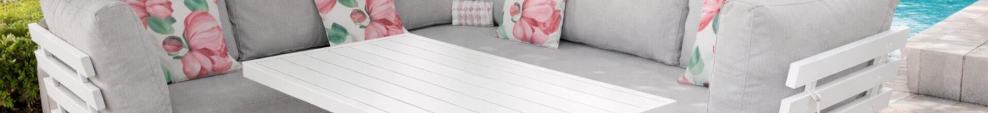 Menorca White Aluminium Corner Sofa set with H/A table