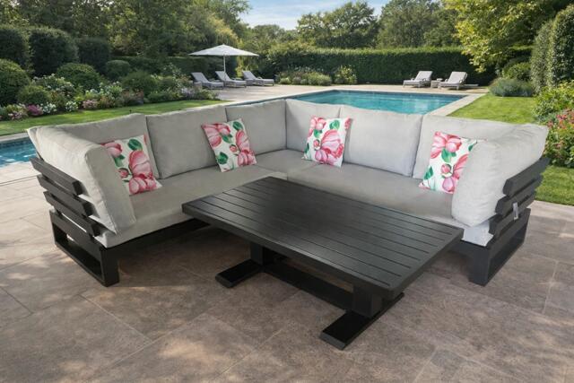 Menorca White Aluminium Corner Sofa set with H/A table Menorca White Aluminium Corner Sofa set with H/A table