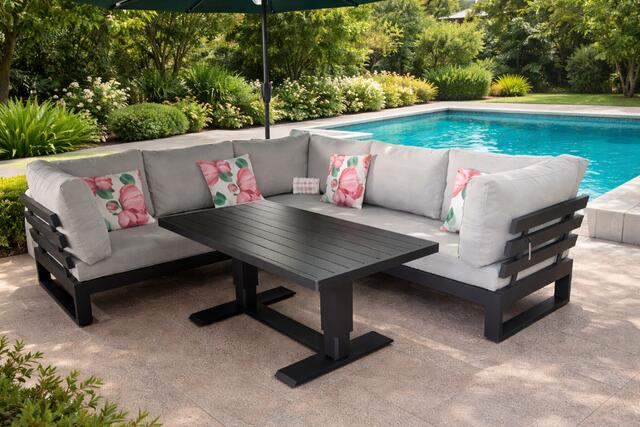 Menorca White Aluminium Corner Sofa set with H/A table Menorca White Aluminium Corner Sofa set with H/A table