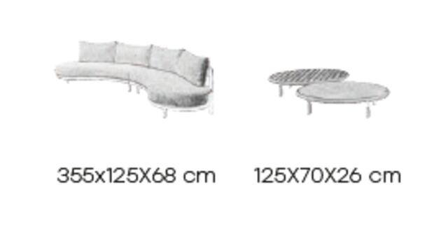 Tamesis 2 Seater Curved Aluminium Sofa set