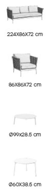 Coral Aluminium 3 Seater Sofa Set