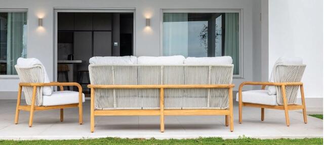 Nido 3 Seater Imitation Wood Aluminium Sofa Set