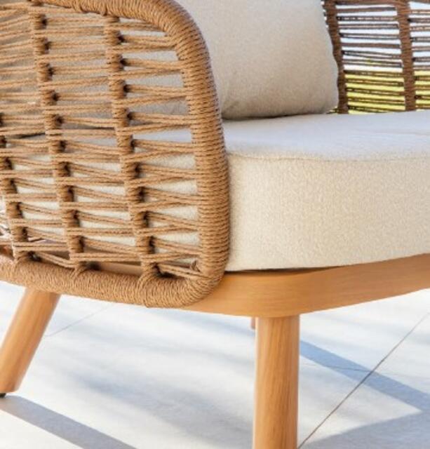 Cuzco 3 Seater Sofa Set Imitation Wood Aluminium 