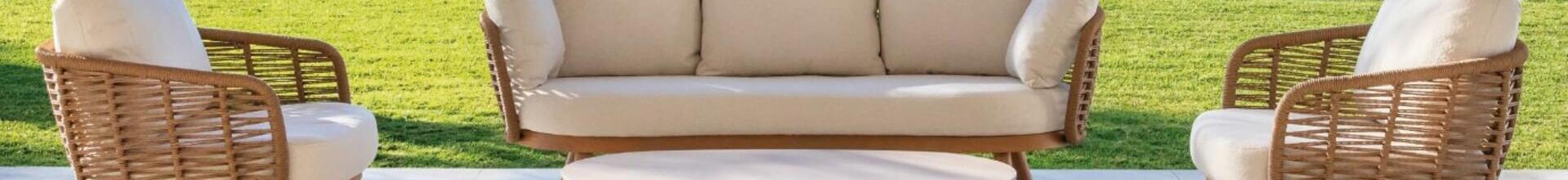 Cuzco 3 Seater Sofa Set Imitation Wood Aluminium 