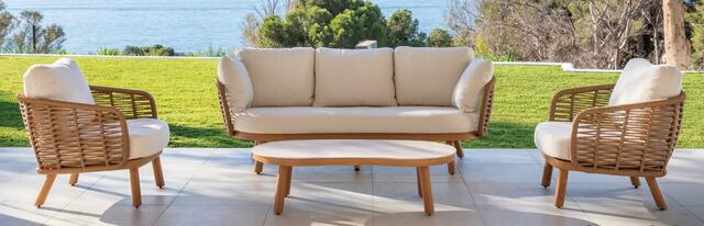 Majestic Cuzco 3 Seater Sofa Set Imitation Wood Aluminium 