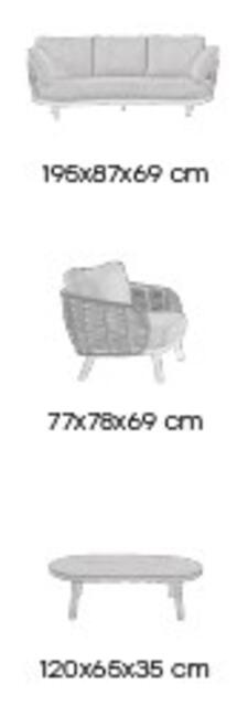 Cuzco 3 Seater Sofa Set Imitation Wood Aluminium 