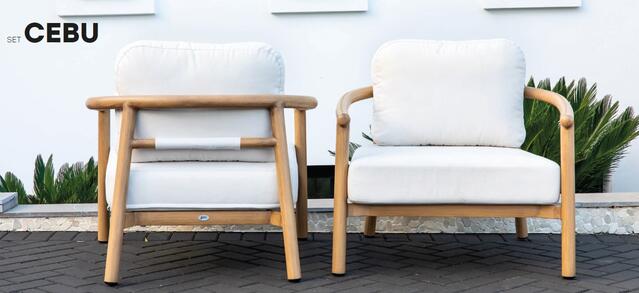 Cebu 2 Seater Imitation Wood Aluminium Sofa Set