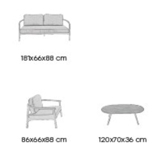 Cebu 2 Seater Imitation Wood Aluminium Sofa Set