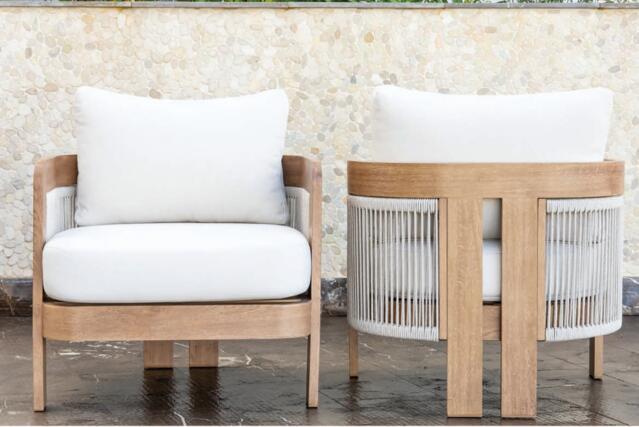 Pinamar 3 Seater Imitation Wood Aluminium Sofa Set