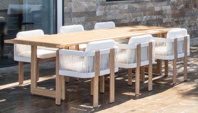 Pinamar 3 Seater Imitation Wood Aluminium Sofa Set