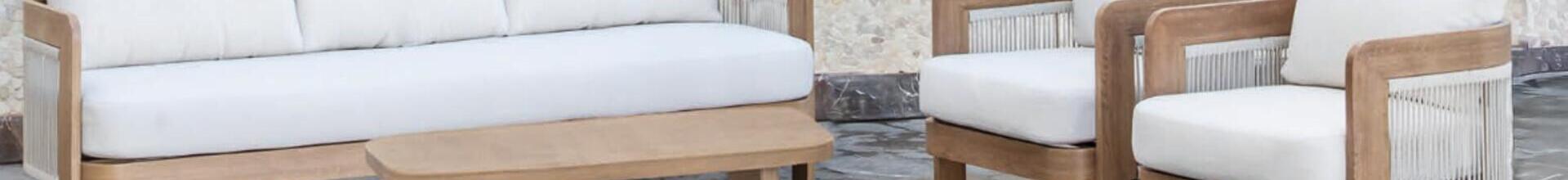 Pinamar 3 Seater Imitation Wood Aluminium Sofa Set