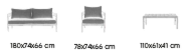 Sima 2 Seater Imitation Wood Aluminium Sofa Set 