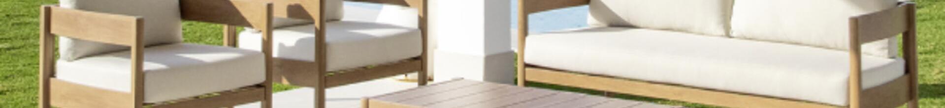 Sima 2 Seater Imitation Wood Aluminium Sofa Set 