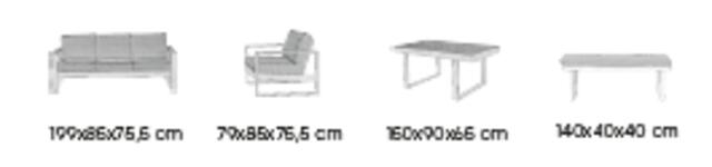 Kuba White 3 Seater Sofa Set 