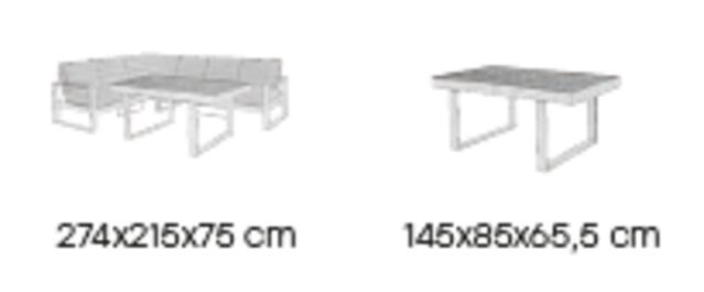 Kuba White Corner Sofa Set 