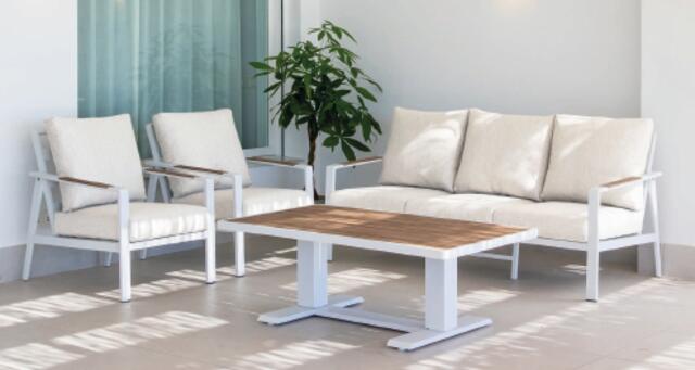 Majestic Sauce White Sofa Set with Height Adjustable Table