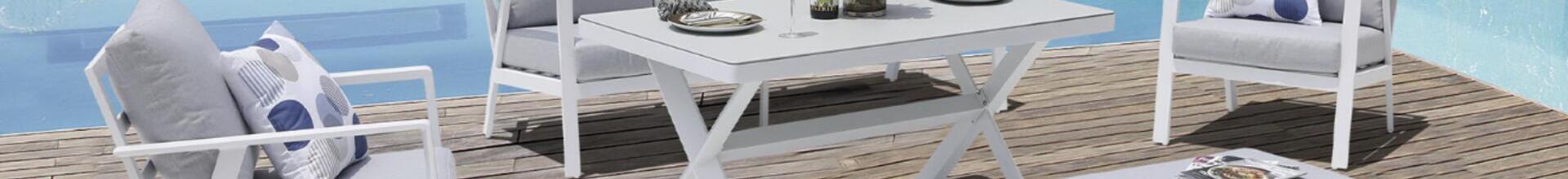 Dili White Aluminium Sofa Dining Set