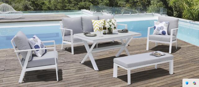 Majestic Dili White Aluminium Sofa Dining Set