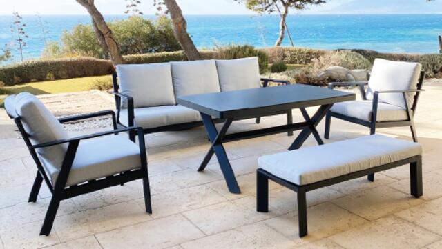 Dili White Aluminium Sofa Dining Set