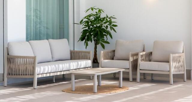 Majestic Danubio 3 Seater Aluminium Sofa Set Cream