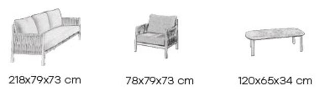 Danubio 3 Seater Aluminium Sofa Set Cream