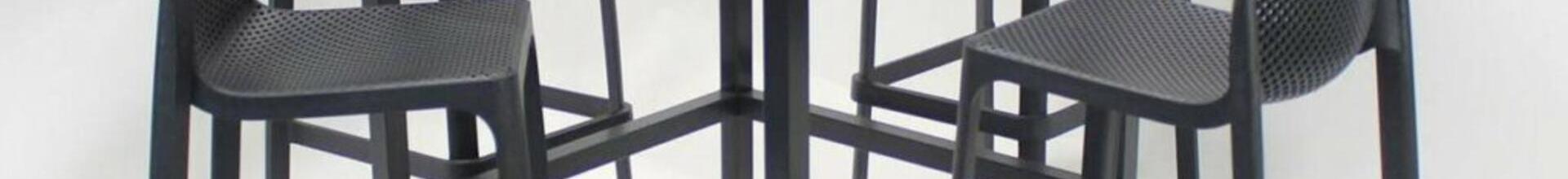 Cube 70 x 70 Bar Table & 4 Net Stool Set 