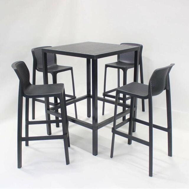 Nardi Cube 70 x 70 Bar Table & 4 Net Stool Set 