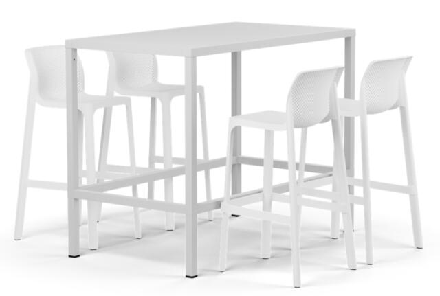 Cube 120 Bar Table & 4 Net Stools Set 