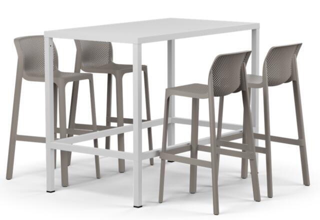 Nardi Cube 120 Bar Table & 4 Net Stools Set 