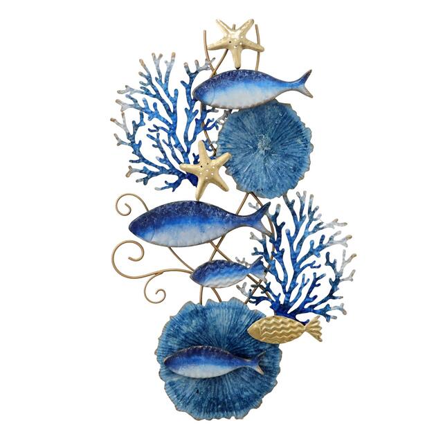 School of Fish in Coral - Blue & Gold