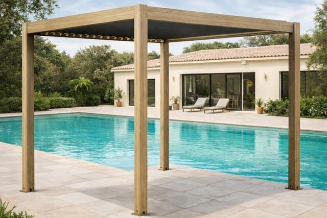 Majestic Andina 3 x 3m Bioclimatic Aluminium Pergola Imitation Wood Majestic Andina 3 x 3m Bioclimatic Aluminium Pergola Imitation Wood