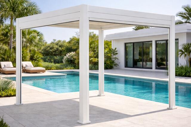 Andina 3 x 3m Bioclimatic Aluminium Pergola Imitation Wood Andina 3 x 3m Bioclimatic Aluminium Pergola Imitation Wood