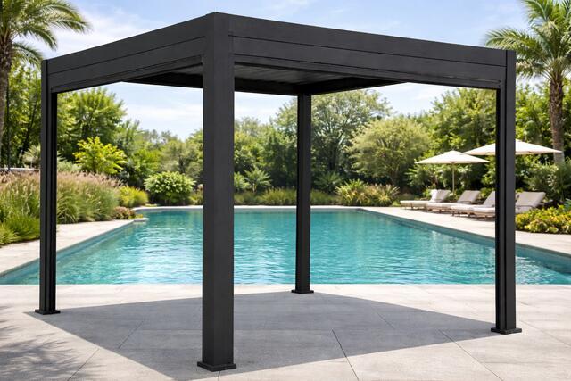 Andina 3 x 3m Bioclimatic Aluminium Pergola Imitation Wood Andina 3 x 3m Bioclimatic Aluminium Pergola Imitation Wood