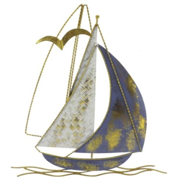 Blue & Gold Sail Boat Wall Art Blue & Gold Sail Boat Wall Art