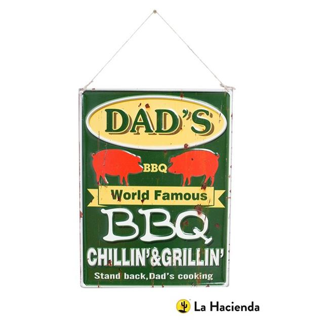 Dad's BBQ Embossed Steel Sign