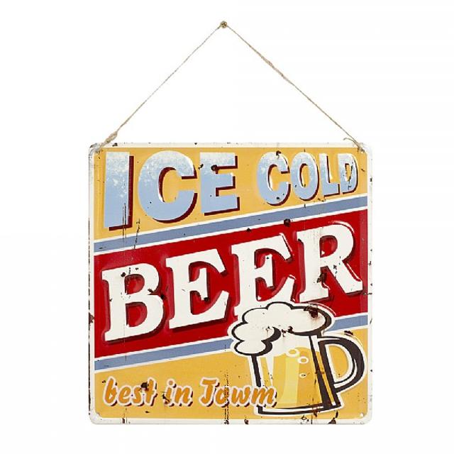 La Hacienda Ice Cold Beer Embossed Steel Sign