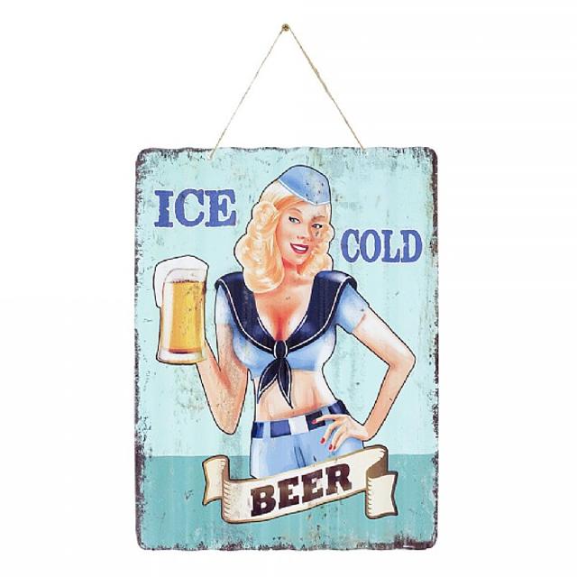 Ice Cold Beer Currogated Embossed Steel Sign