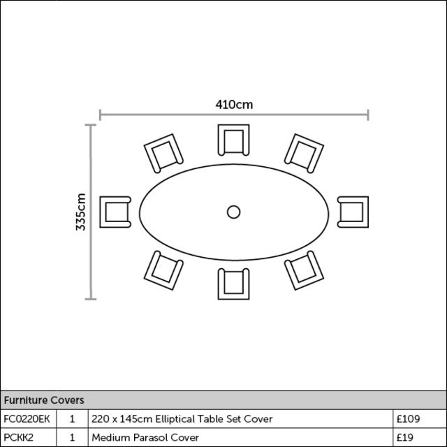 Bramblecrest Ascot 220 x 145cm Elliptical Dining Set Bramblecrest Ascot 220 x 145cm Elliptical Dining Set