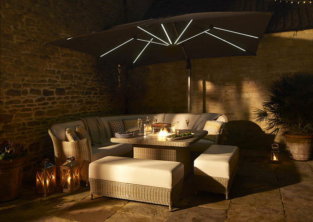 Bramblecrest Truro 3x3m Square Side Post LED Parasols Grey Bramblecrest Truro 3x3m Square Side Post LED Parasols Grey