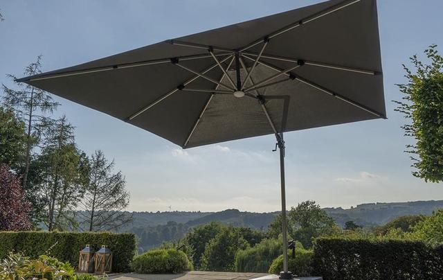 Bramblecrest Truro 3x3m Square Side Post LED Parasols Grey Bramblecrest Truro 3x3m Square Side Post LED Parasols Grey