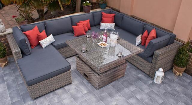 Rueda Woodash Grande Corner Modular Sofa Set with Height Adjustable Table