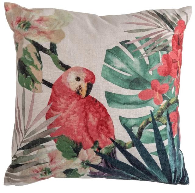 Coral Parrot Cushion