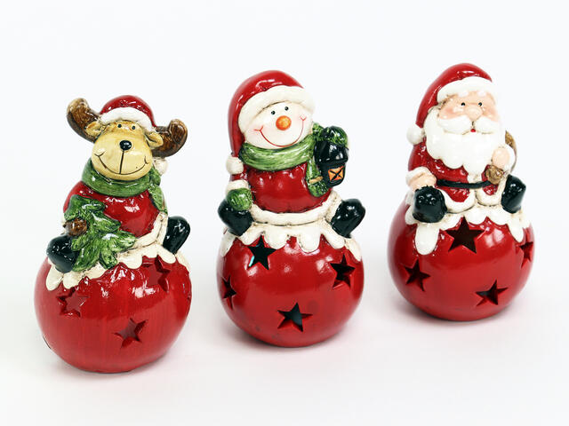 Ceramic LED Santa, Snowman and Reindeer