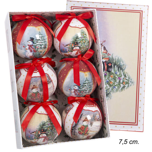 6 Polyfoam Christmas Scene Baubles